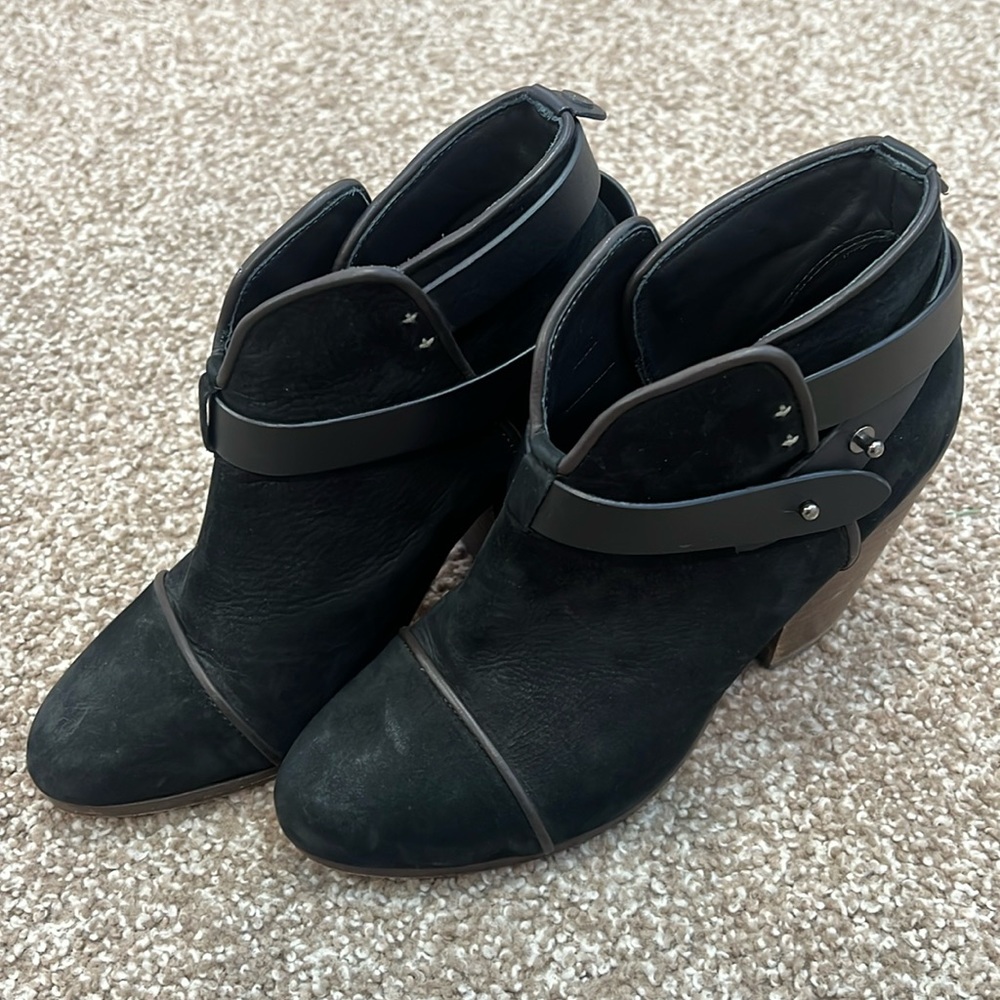 RAG & BONE Black Harrow Leather Biker Boot BLACK SUEDE euro size 38